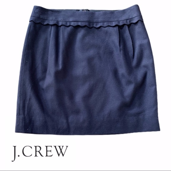 J. Crew Dresses & Skirts - J. Crew Scallop Trim Mini Skirt Navy Size 6